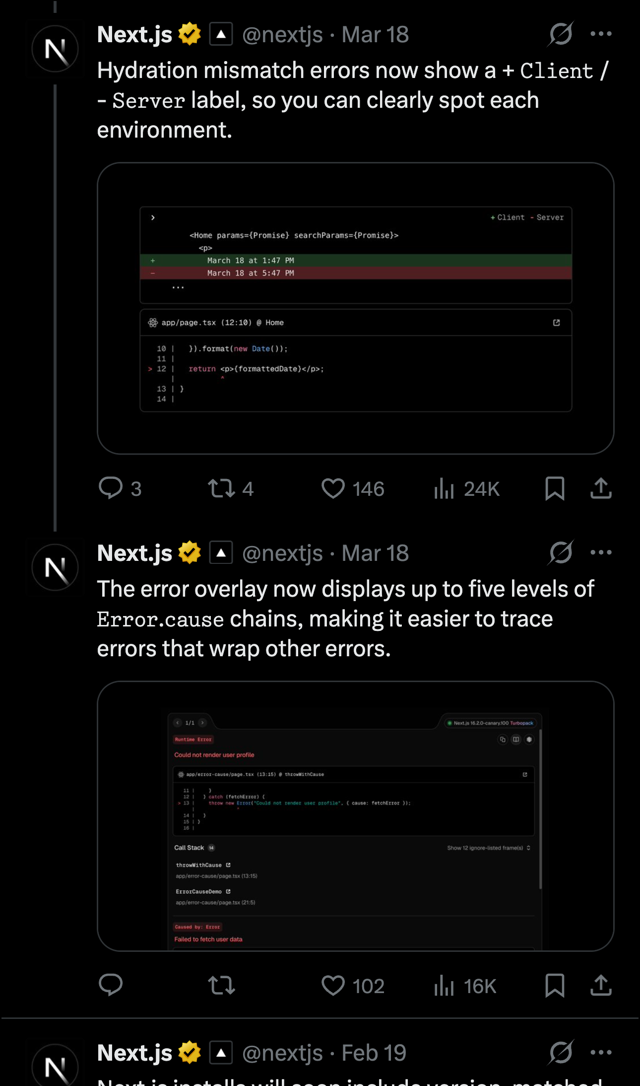Next.js client results